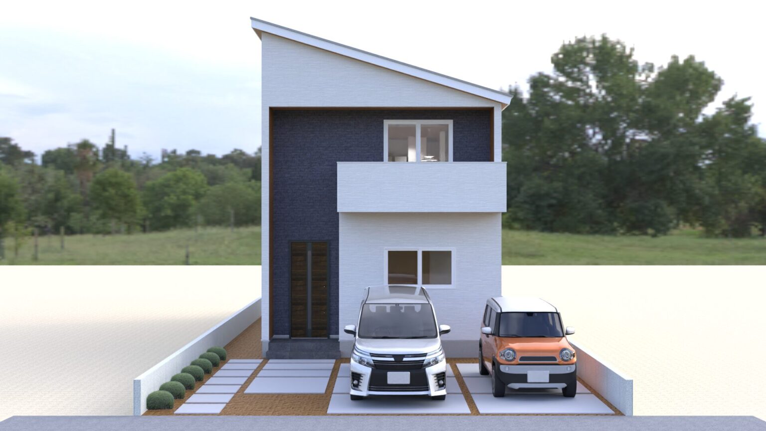 斑鳩町阿波の自社分譲地に建つモデルハウス外観